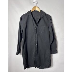 Frank & Eileen Classic Shirt Dress Womens S Black Mary Raw Hem Long Sleeve USA